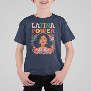 Latina Power T Shirt For Kid Floral Hispanic Heritage TS02 Navy Print Your Wear