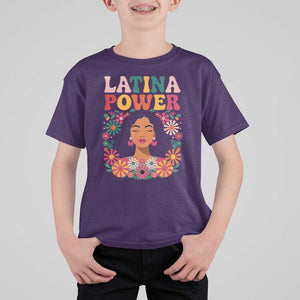 Latina Power T Shirt For Kid Floral Hispanic Heritage TS02 Purple Print Your Wear