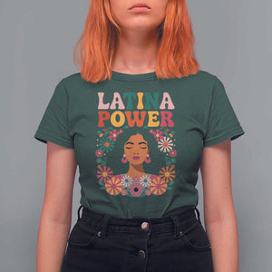 Latina Power T Shirt For Women Floral Hispanic Heritage TS02 Dark Forest Green Print Your Wear