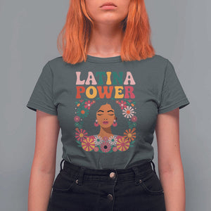 Latina Power T Shirt For Women Floral Hispanic Heritage TS02 Dark Heather Print Your Wear