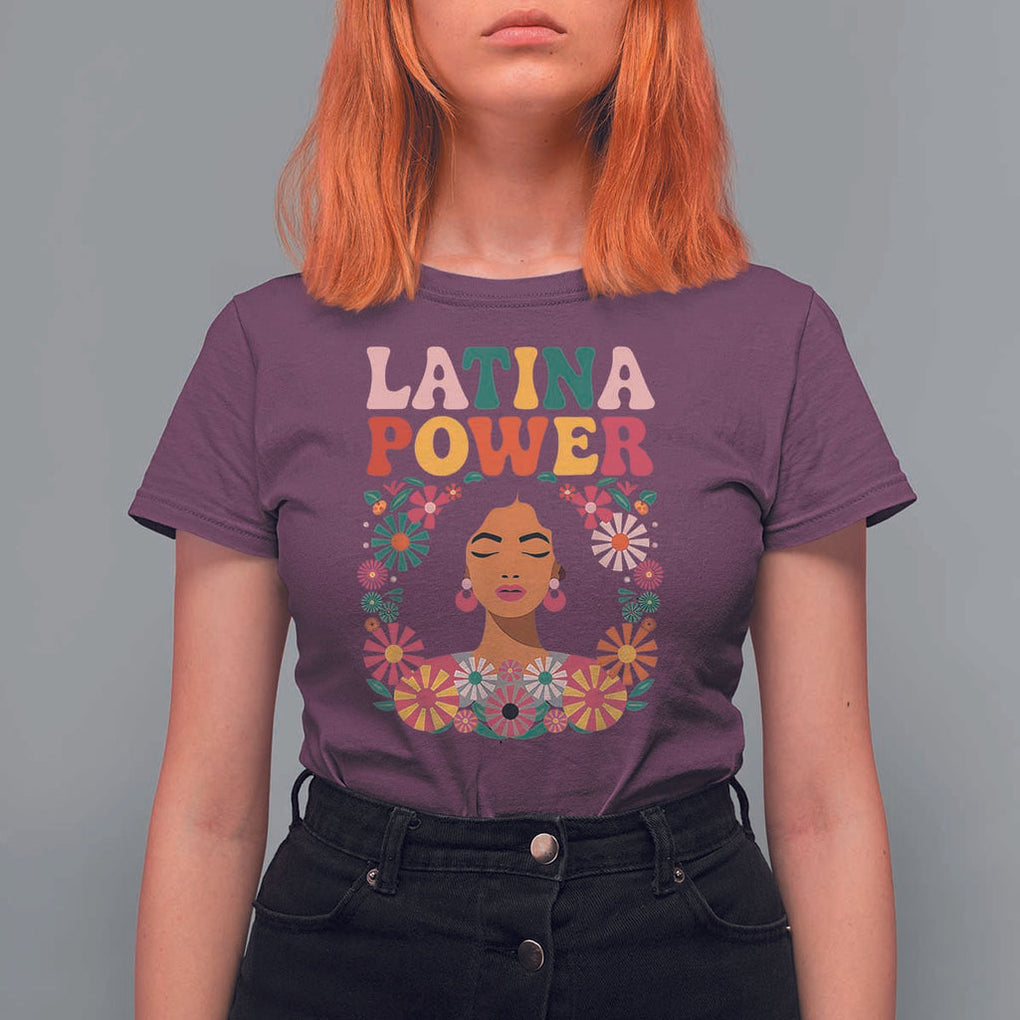 Latina Power T Shirt For Women Floral Hispanic Heritage TS02 Maroon Print Your Wear