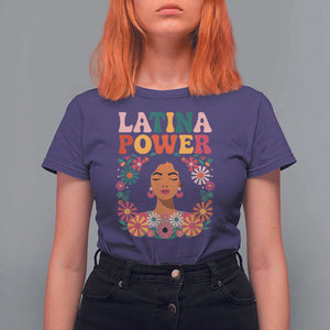 Latina Power T Shirt For Women Floral Hispanic Heritage TS02 Purple Print Your Wear
