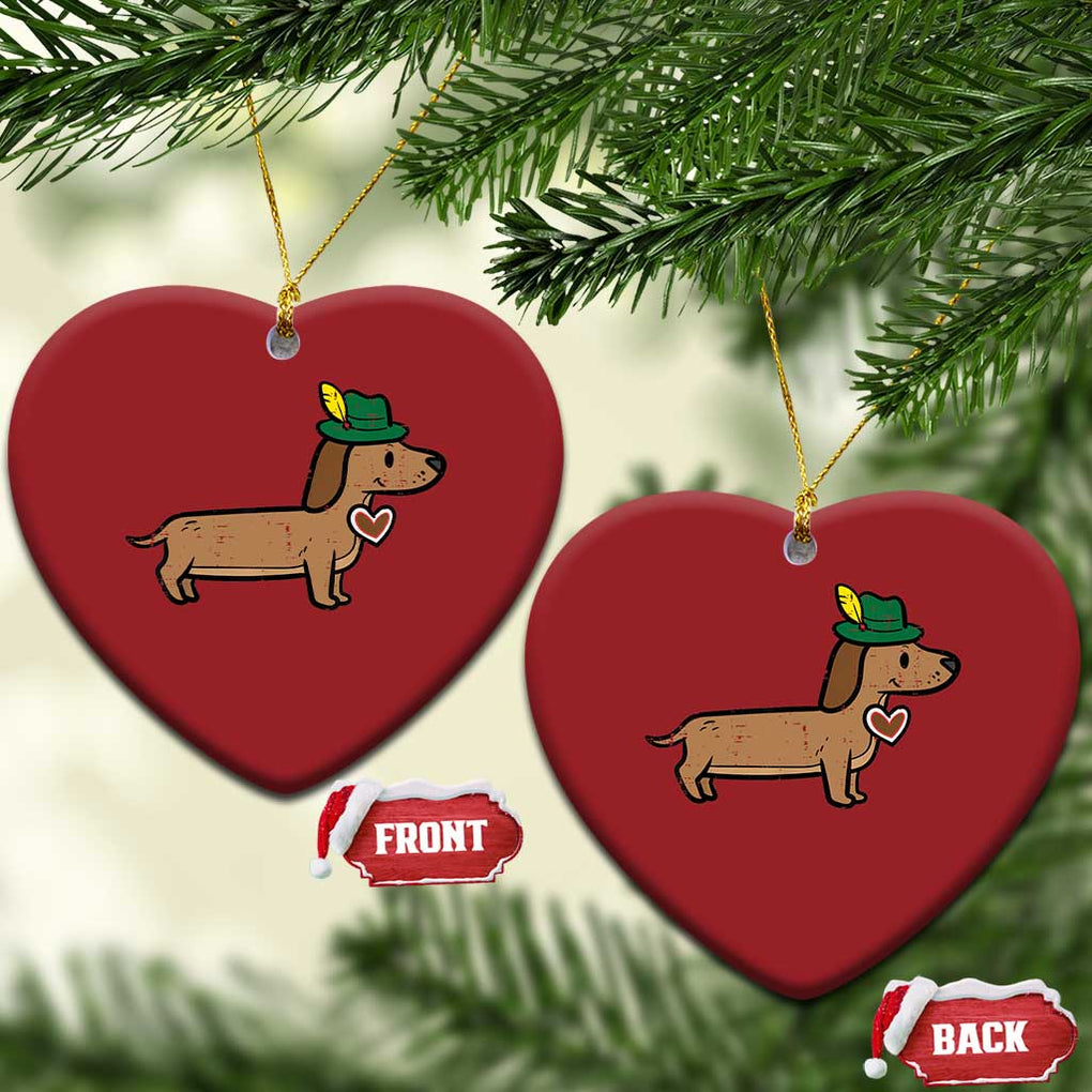 Oktoberfest Dachshund Christmas Ornament Cute Sausage Dog German Munich TS02 Heart Red Print Your Wear