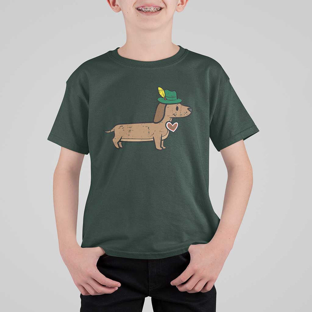 Oktoberfest Dachshund T Shirt For Kid Cute Sausage Dog German Munich TS02 Dark Forest Green Print Your Wear