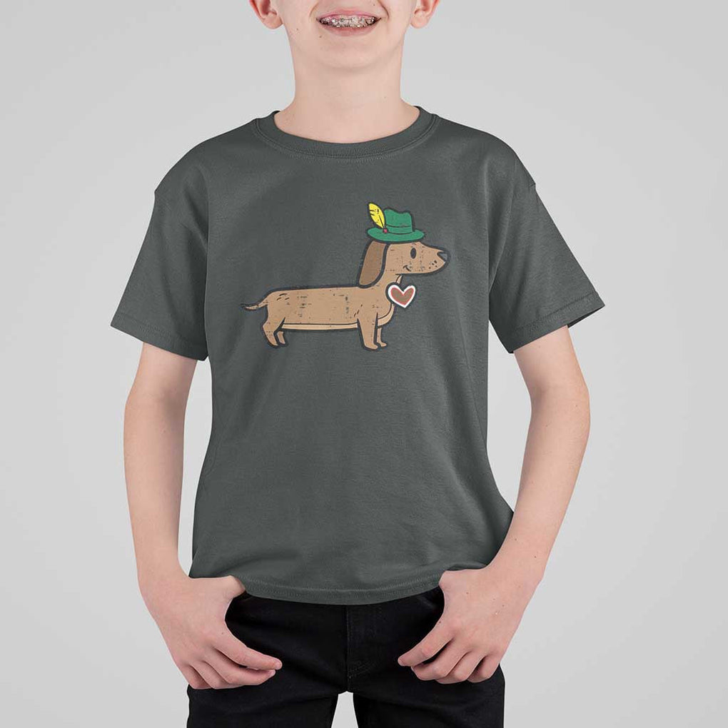 Oktoberfest Dachshund T Shirt For Kid Cute Sausage Dog German Munich TS02 Dark Heather Print Your Wear