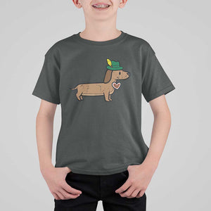 Oktoberfest Dachshund T Shirt For Kid Cute Sausage Dog German Munich TS02 Dark Heather Print Your Wear