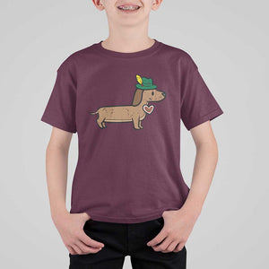 Oktoberfest Dachshund T Shirt For Kid Cute Sausage Dog German Munich TS02 Maroon Print Your Wear