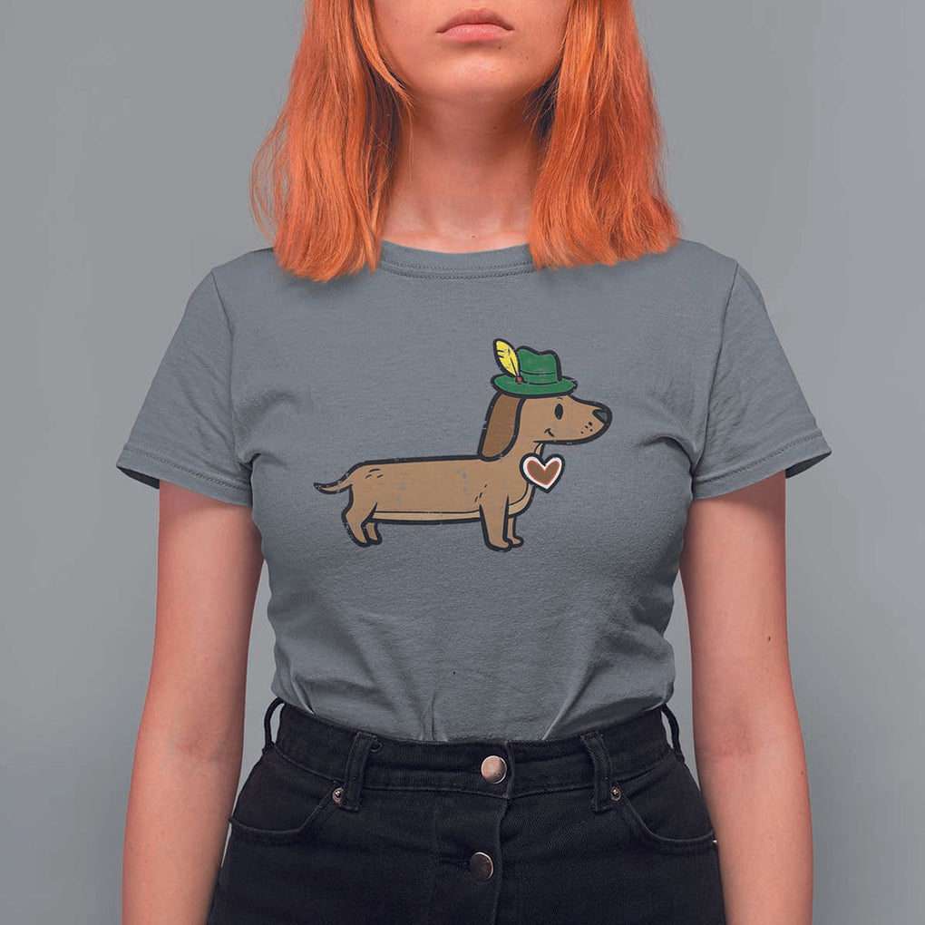 Oktoberfest Dachshund T Shirt For Women Cute Sausage Dog German Munich TS02 Charcoal Print Your Wear