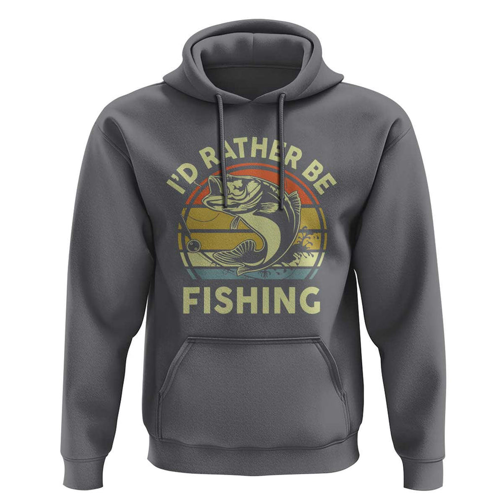 Funny Bass Fishing Hoodie I'd Rather Be Fishing Retro Vintage TS02 Charcoal Print Your Wear
