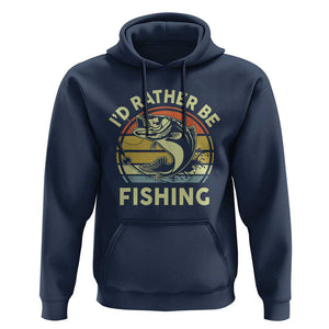 Funny Bass Fishing Hoodie I'd Rather Be Fishing Retro Vintage TS02 Navy Print Your Wear
