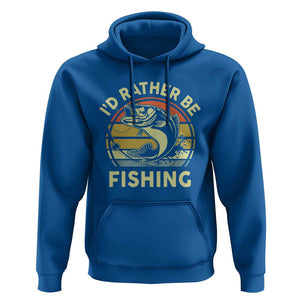 Funny Bass Fishing Hoodie I'd Rather Be Fishing Retro Vintage TS02 Royal Blue Print Your Wear