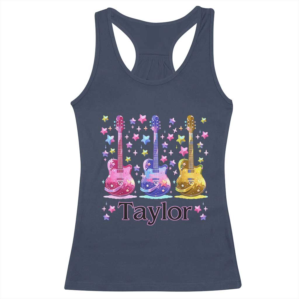 Taylor Name Racerback Tank Top Retro Groovy 70s 80s TS02 Navy Print Your Wear