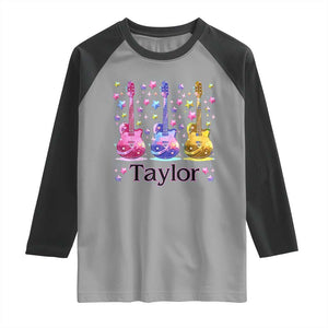 Taylor Name Raglan Shirt Retro Groovy 70s 80s TS02 Sport Gray Black Print Your Wear