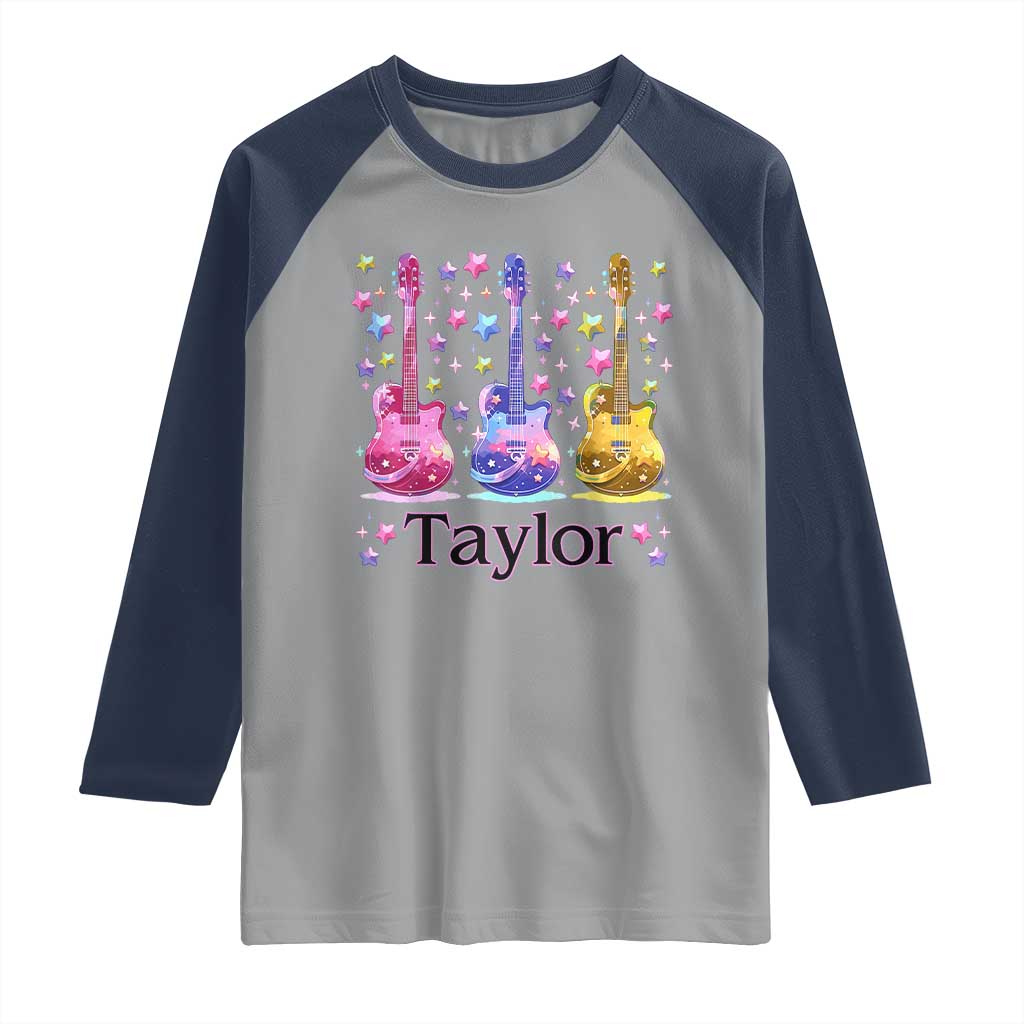 Taylor Name Raglan Shirt Retro Groovy 70s 80s TS02 Sport Gray Navy Print Your Wear