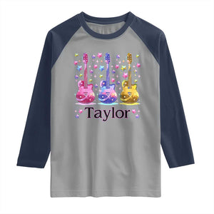 Taylor Name Raglan Shirt Retro Groovy 70s 80s TS02 Sport Gray Navy Print Your Wear