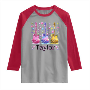 Taylor Name Raglan Shirt Retro Groovy 70s 80s TS02 Sport Gray Red Print Your Wear