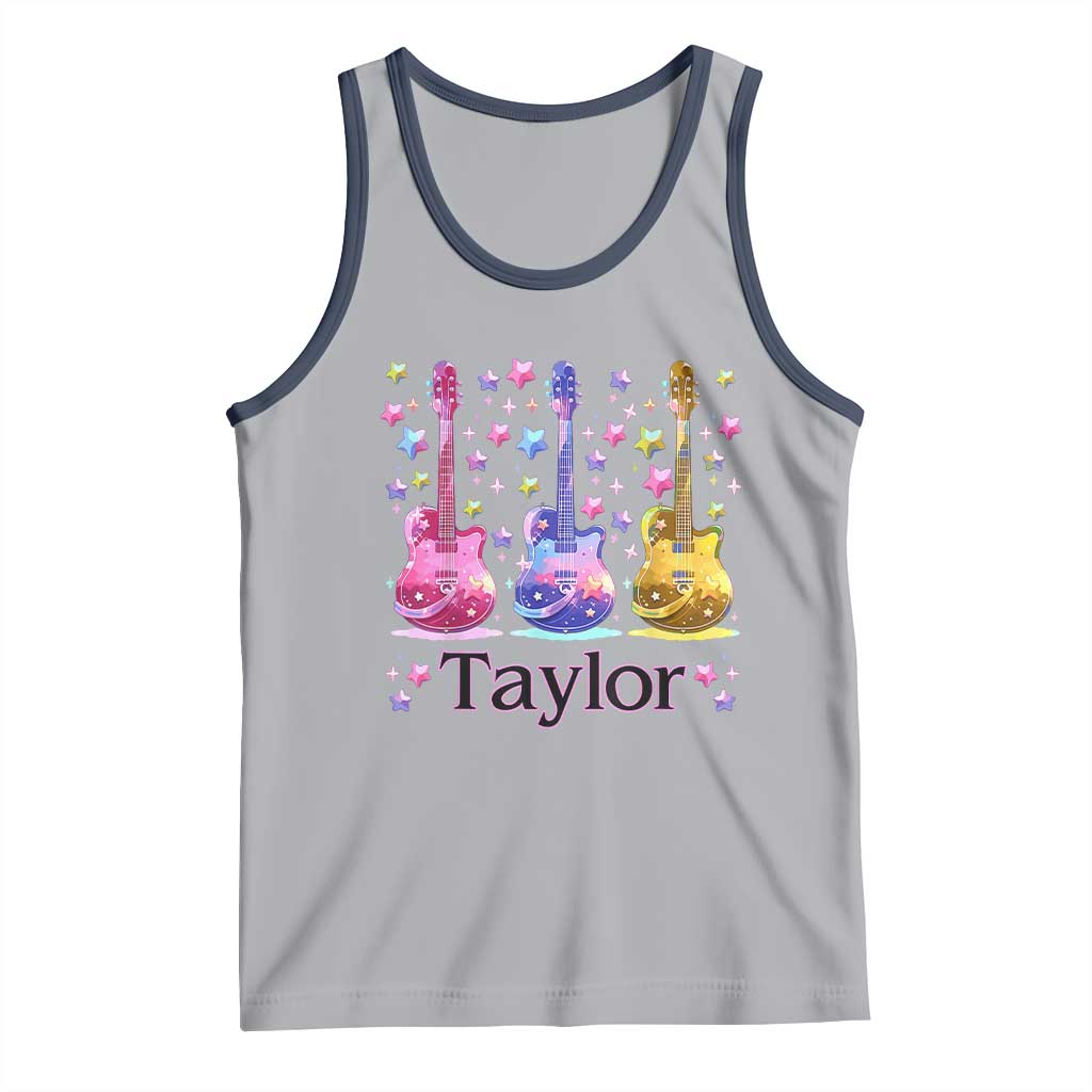 Taylor Name Tank Top Retro Groovy 70s 80s TS02 Athletic Heather Navy Print Your Wear