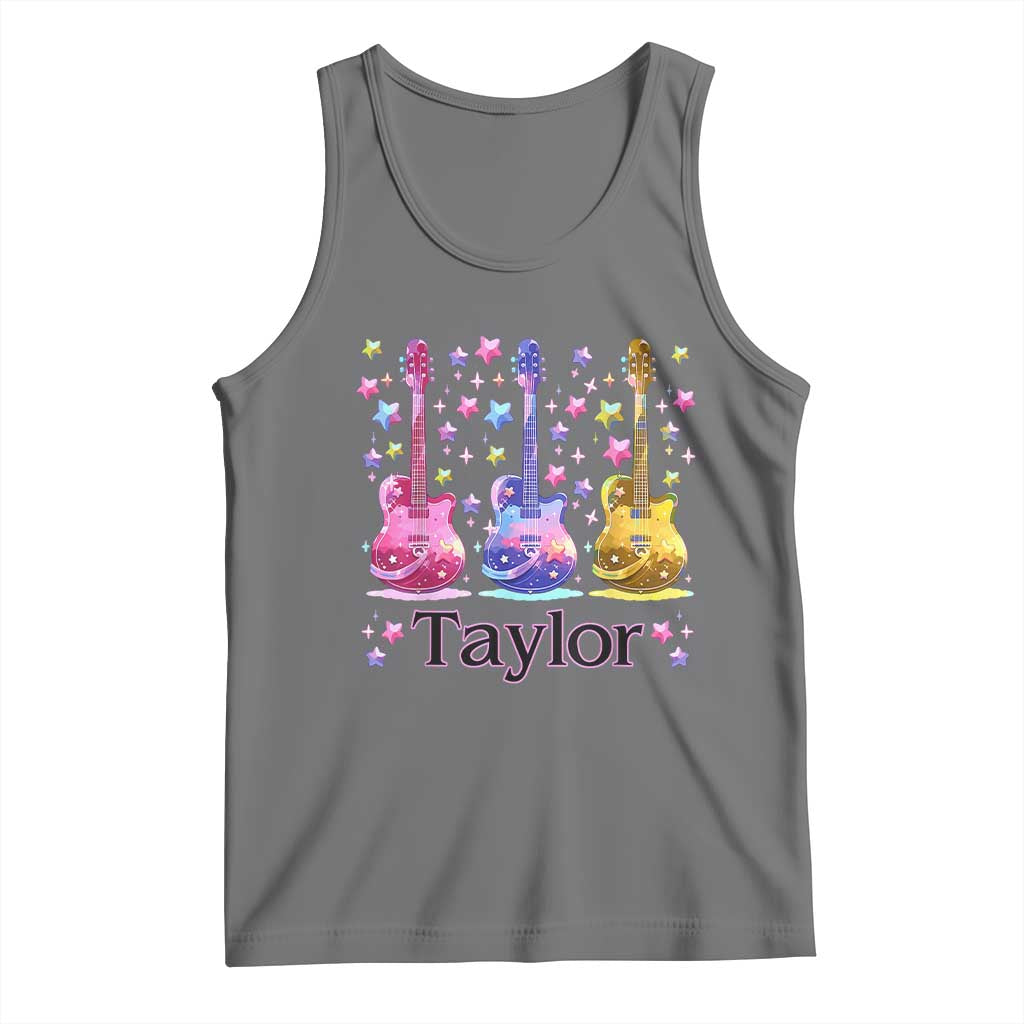 Taylor Name Tank Top Retro Groovy 70s 80s TS02 Black Heather Print Your Wear