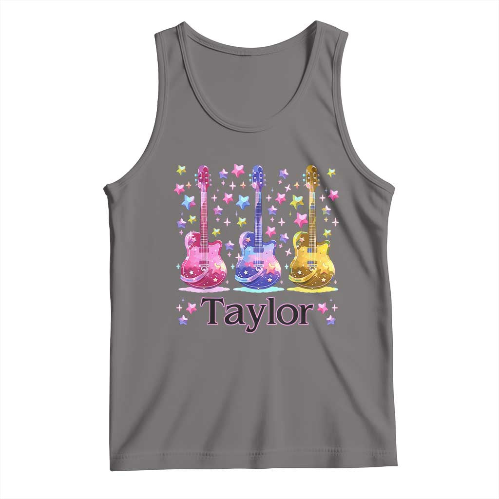 Taylor Name Tank Top Retro Groovy 70s 80s TS02 Deep Heather Print Your Wear