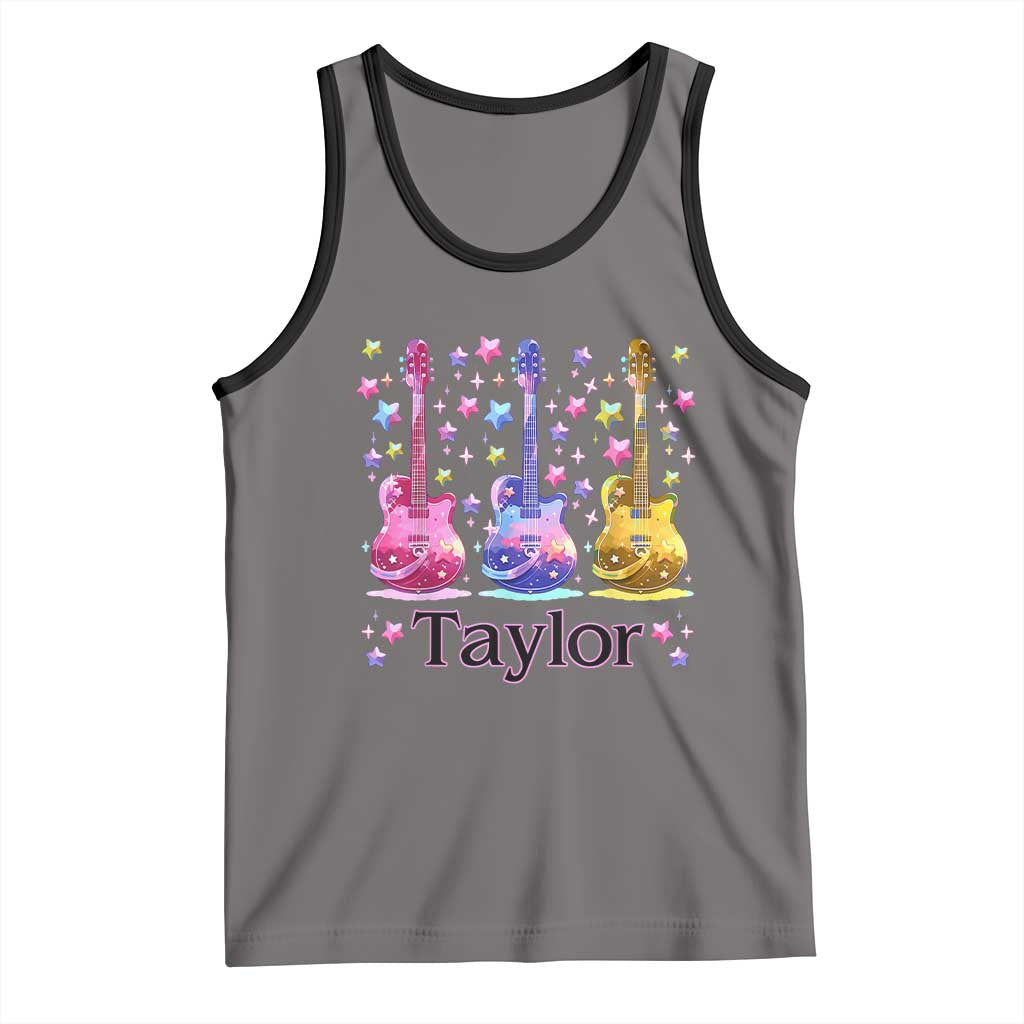 Taylor Name Tank Top Retro Groovy 70s 80s TS02 Deep Heather Black Print Your Wear
