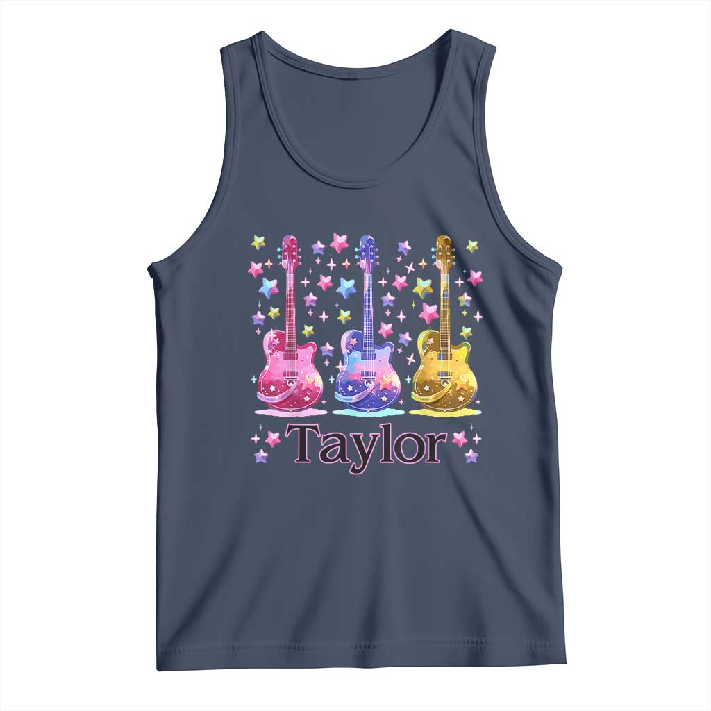 Taylor Name Tank Top Retro Groovy 70s 80s TS02 Navy Print Your Wear
