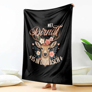 Funny Oktoberfest Deer Throw Blanket Mei Dirndl Is In Da Wasch German Bavarian Costume TS02 Print Your Wear