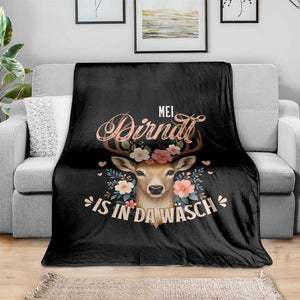 Funny Oktoberfest Deer Throw Blanket Mei Dirndl Is In Da Wasch German Bavarian Costume TS02 Print Your Wear