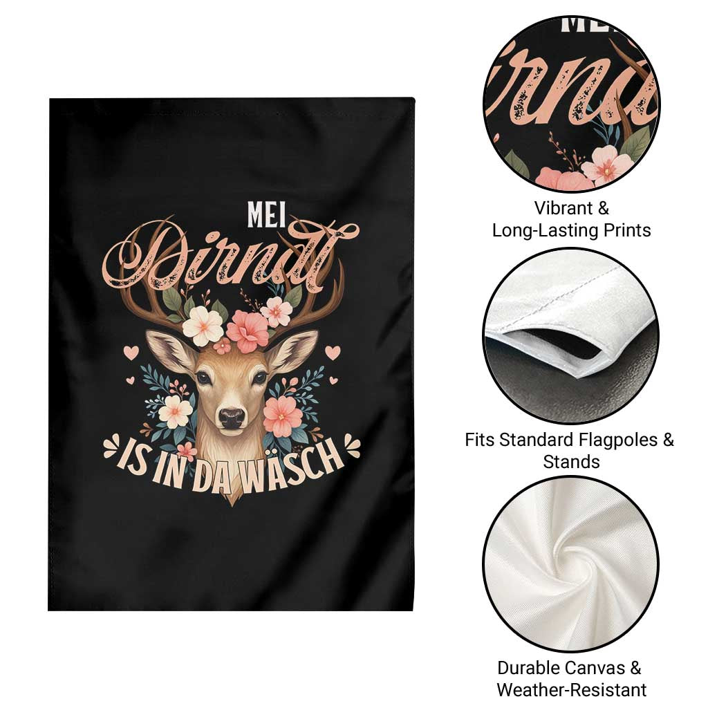 Funny Oktoberfest Deer Garden Flag Mei Dirndl Is In Da Wasch German Bavarian Costume TS02 Print Your Wear