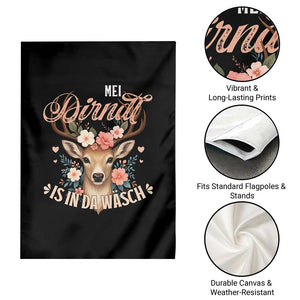 Funny Oktoberfest Deer Garden Flag Mei Dirndl Is In Da Wasch German Bavarian Costume TS02 Print Your Wear