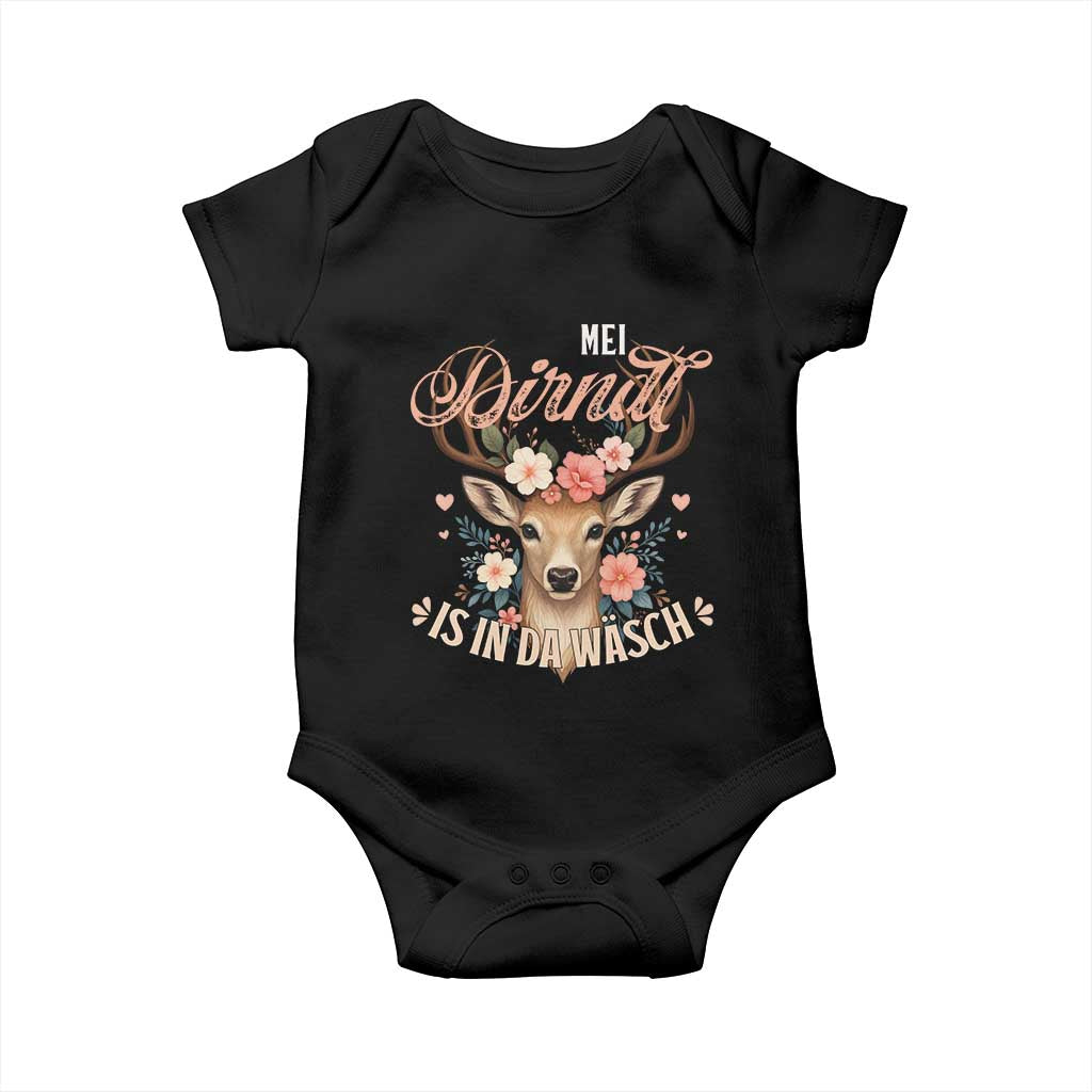 Funny Oktoberfest Deer Baby Onesie Mei Dirndl Is In Da Wasch German Bavarian Costume TS02 Black Print Your Wear