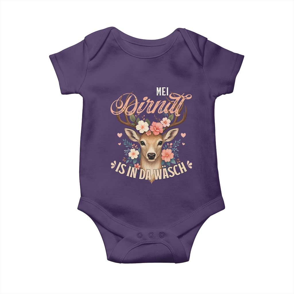 Funny Oktoberfest Deer Baby Onesie Mei Dirndl Is In Da Wasch German Bavarian Costume TS02 Purple Print Your Wear