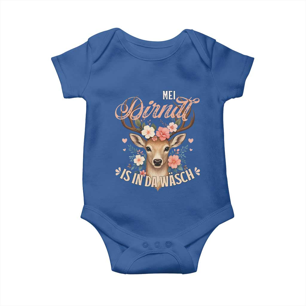 Funny Oktoberfest Deer Baby Onesie Mei Dirndl Is In Da Wasch German Bavarian Costume TS02 Royal Blue Print Your Wear