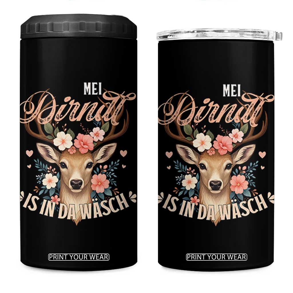 Funny Oktoberfest Deer 4 in 1 Can Cooler Tumbler Mei Dirndl Is In Da Wasch German Bavarian Costume TS02 One Size: 16 oz Black Print Your Wear