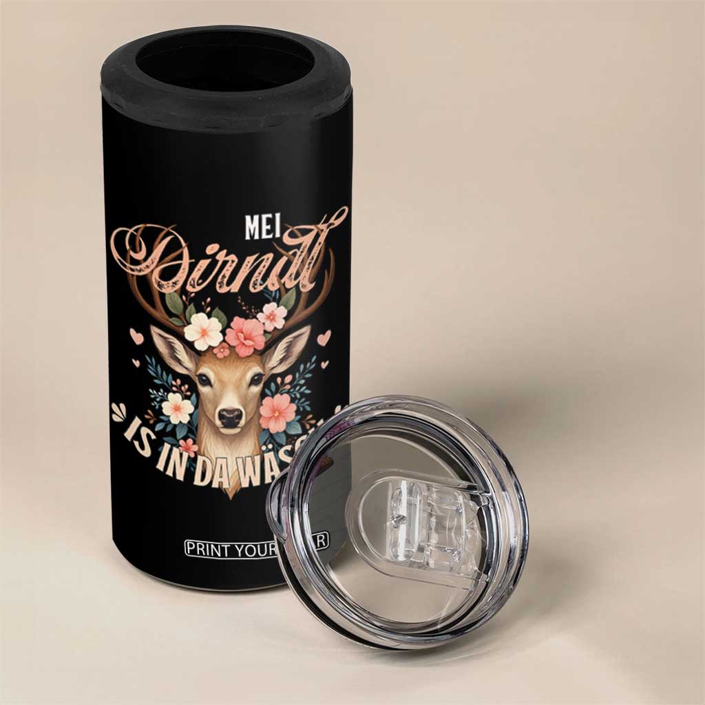 Funny Oktoberfest Deer 4 in 1 Can Cooler Tumbler Mei Dirndl Is In Da Wasch German Bavarian Costume TS02 Print Your Wear