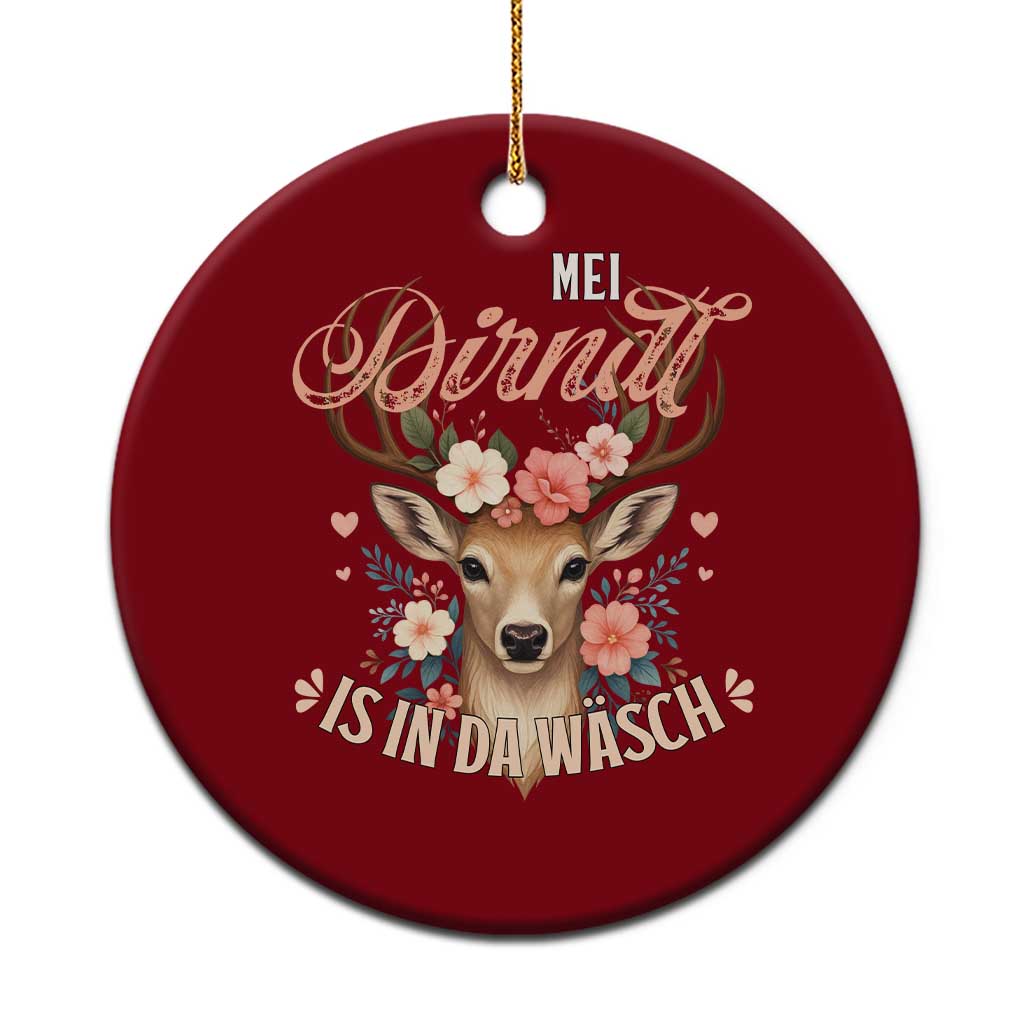Funny Oktoberfest Deer Ceramic Ornament Mei Dirndl Is In Da Wasch German Bavarian Costume TS02 1pc Red Print Your Wear
