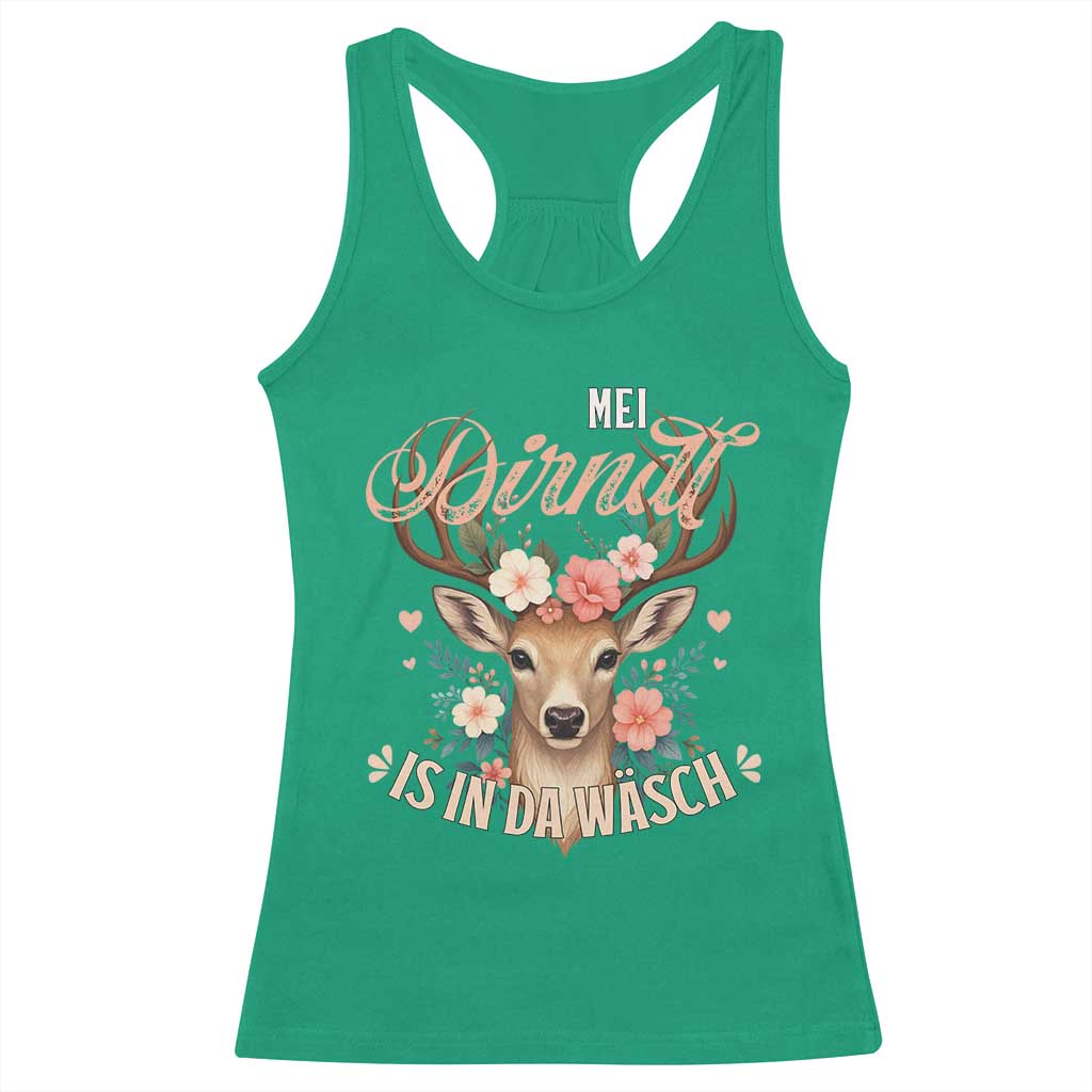 Funny Oktoberfest Deer Racerback Tank Top Mei Dirndl Is In Da Wasch German Bavarian Costume TS02 Irish Green Print Your Wear