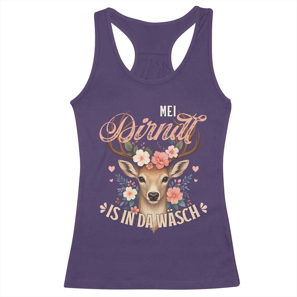 Funny Oktoberfest Deer Racerback Tank Top Mei Dirndl Is In Da Wasch German Bavarian Costume TS02 Purple Print Your Wear