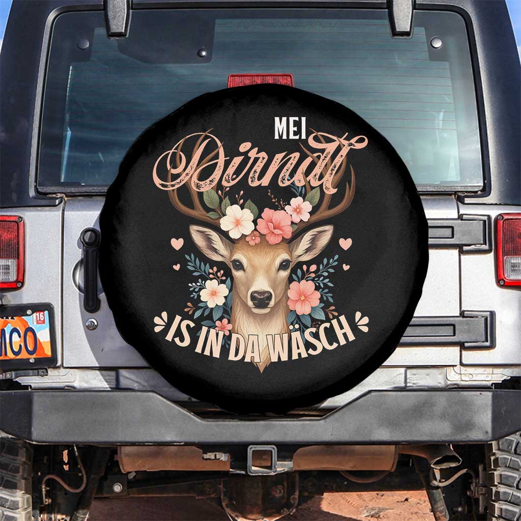 Funny Oktoberfest Deer Spare Tire Cover Mei Dirndl Is In Da Wasch German Bavarian Costume TS02 No hole Black Print Your Wear