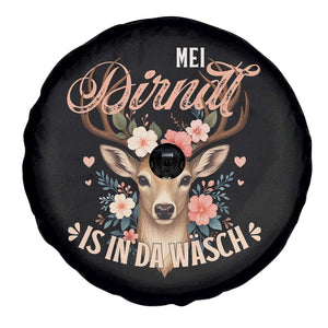 Funny Oktoberfest Deer Spare Tire Cover Mei Dirndl Is In Da Wasch German Bavarian Costume TS02 Print Your Wear