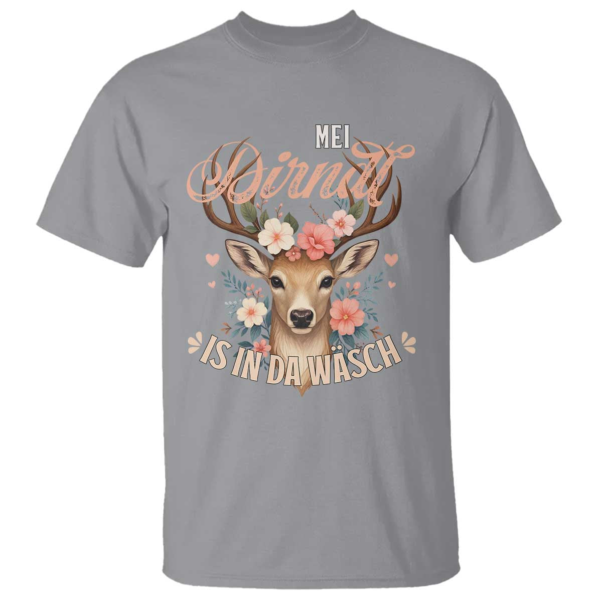 Funny Oktoberfest Deer T Shirt Mei Dirndl Is In Da Wasch German Bavarian Costume TS02 Sport Gray Print Your Wear