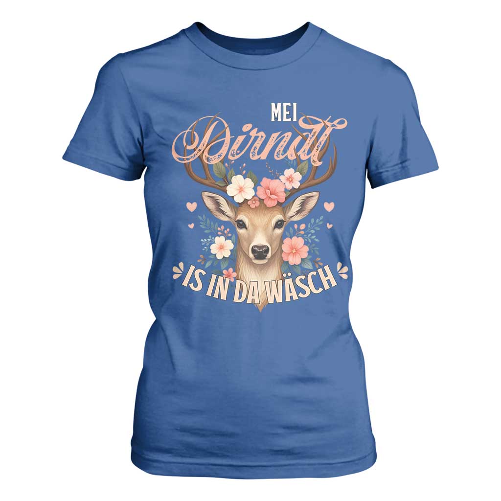 Funny Oktoberfest Deer T Shirt For Women Mei Dirndl Is In Da Wasch German Bavarian Costume TS02 Royal Blue Print Your Wear