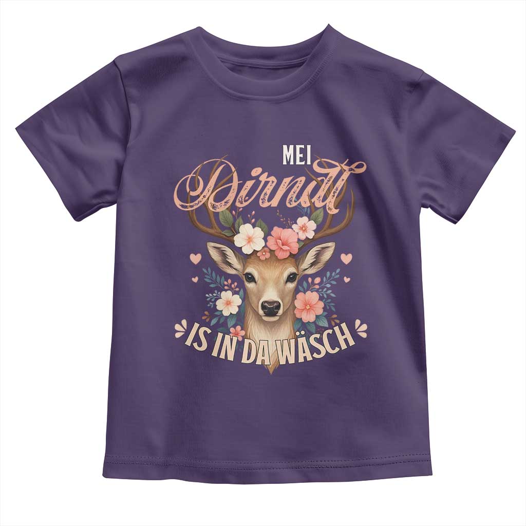 Funny Oktoberfest Deer Toddler T Shirt Mei Dirndl Is In Da Wasch German Bavarian Costume TS02 Purple Print Your Wear