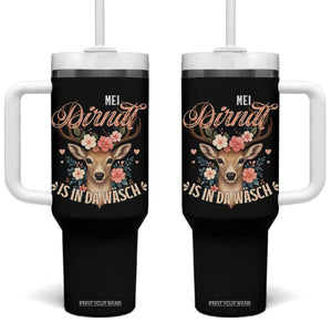 Funny Oktoberfest Deer Tumbler With Handle Mei Dirndl Is In Da Wasch German Bavarian Costume TS02 One Size: 40 oz Black Print Your Wear