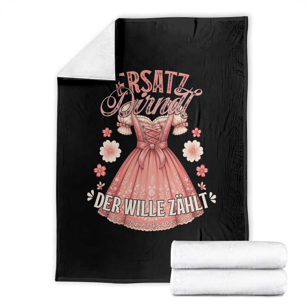 Funny Ersatz Backup Dirndl Oktoberfest Throw Blanket Der Wille Zahlt Bavarian Festival Costume Humor TS02 Black Print Your Wear