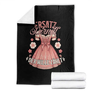 Funny Ersatz Backup Dirndl Oktoberfest Throw Blanket Der Wille Zahlt Bavarian Festival Costume Humor TS02 Black Print Your Wear