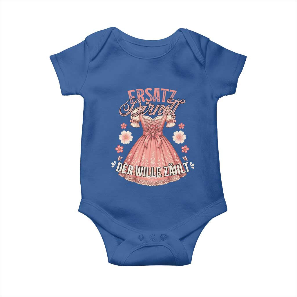 Funny Ersatz Backup Dirndl Oktoberfest Baby Onesie Der Wille Zahlt Bavarian Festival Costume Humor TS02 Royal Blue Print Your Wear