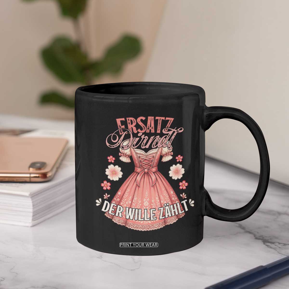 Funny Ersatz Backup Dirndl Oktoberfest Coffee Mug Der Wille Zahlt Bavarian Festival Costume Humor TS02 Print Your Wear