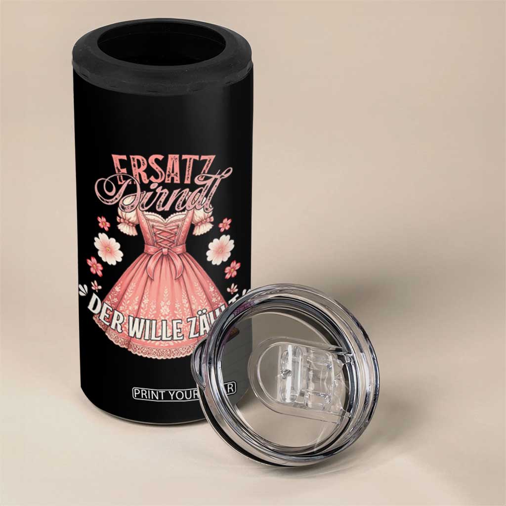 Funny Ersatz Backup Dirndl Oktoberfest 4 in 1 Can Cooler Tumbler Der Wille Zahlt Bavarian Festival Costume Humor TS02 Print Your Wear