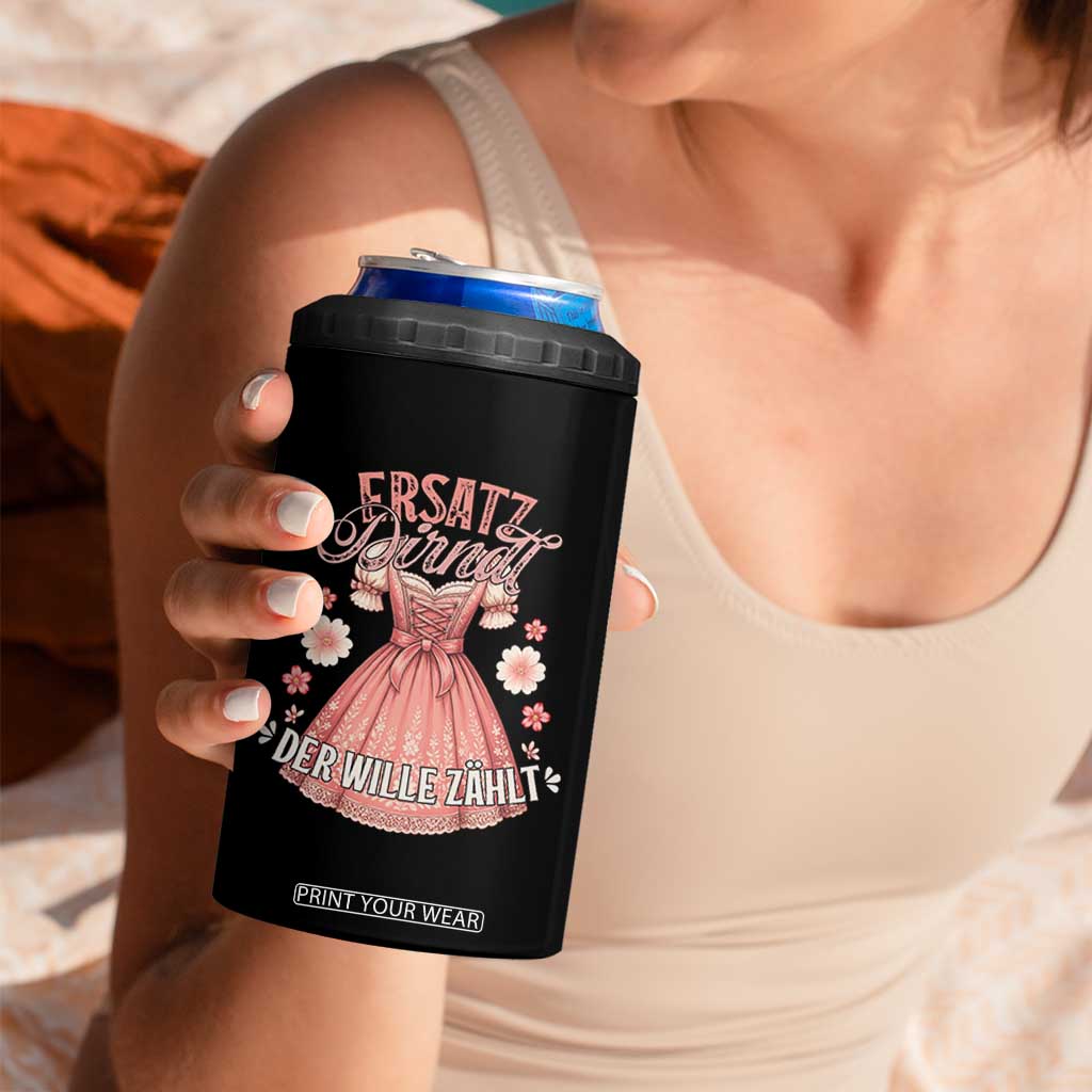 Funny Ersatz Backup Dirndl Oktoberfest 4 in 1 Can Cooler Tumbler Der Wille Zahlt Bavarian Festival Costume Humor TS02 Print Your Wear