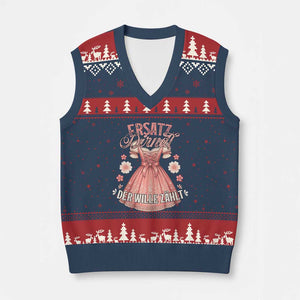 Funny Ersatz Backup Dirndl Oktoberfest V-Neck Knit Sweater Vest Der Wille Zahlt Bavarian Festival Costume Humor TS02 Navy Red Print Your Wear